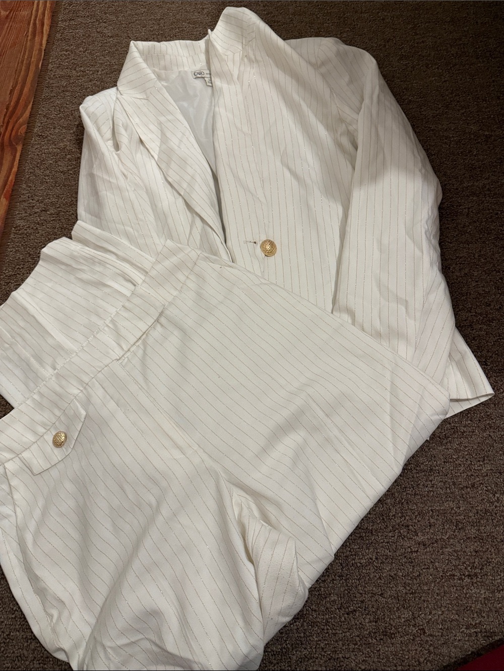 Cato White Pinstripe Two-Piece Blazer & Pants Set